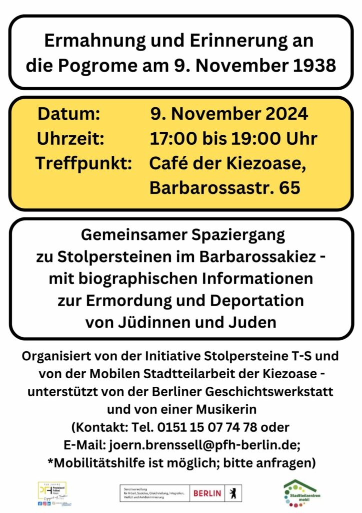 Gedenkspaziergang zu Stolpersteinen im Barbarossakiez